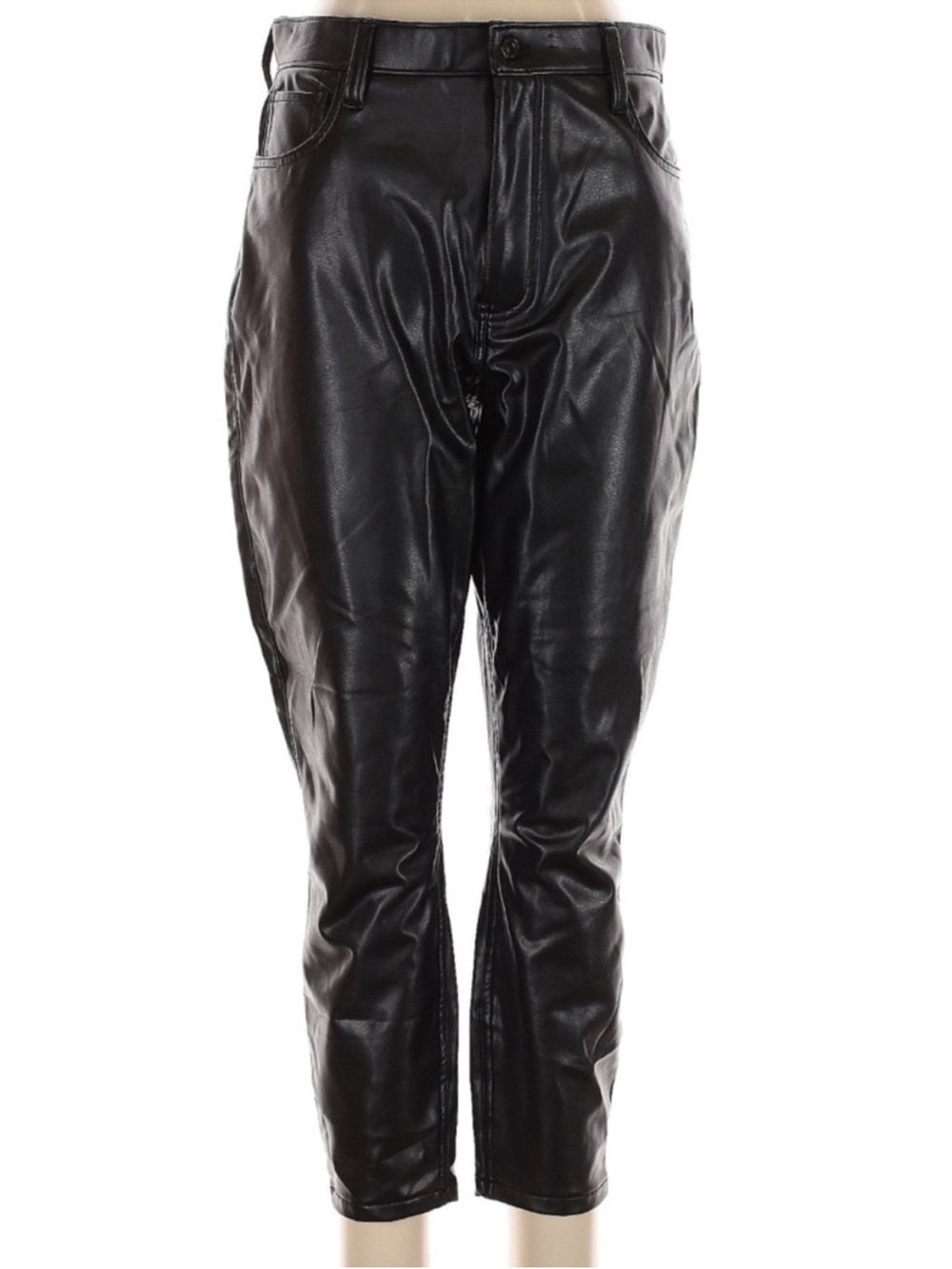 Abercrombie Curve Love Vegan Leather Pants High Rise Skinny Black Short 31 NWT - Picture 2 of 5